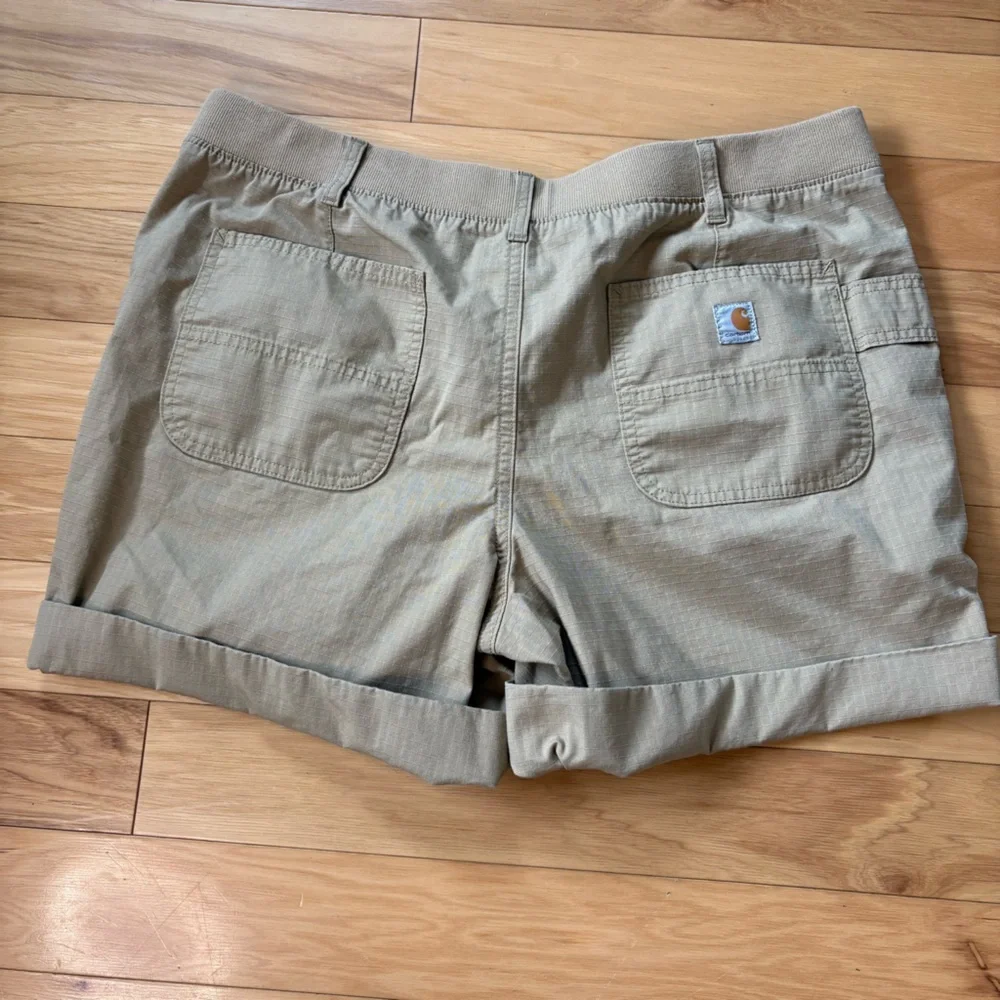 Carhartt Force Original Fit Work Shorts Women 18 Khaki Ripstop Cotton